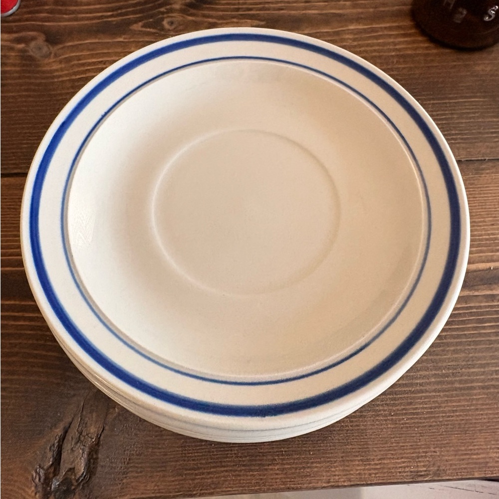 Set of 4 century stoneware White and Blue salad Plates